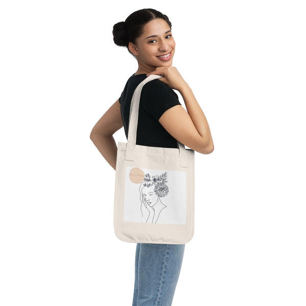 Rooted Girl and Flowers Organic Canvas Tote Bag