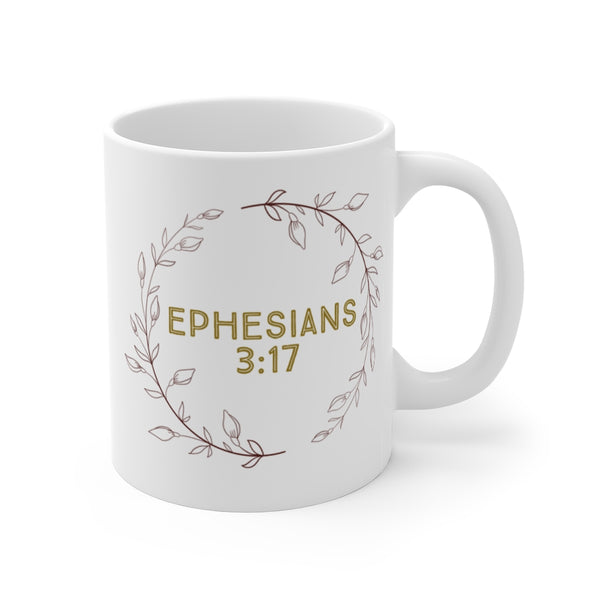 Mug Coffee, Latte, Tea Kitchen Microwave Dishwasher safe cup Ephesians 3:17 Rooted Christian Store Minimalist Line Art Design Active