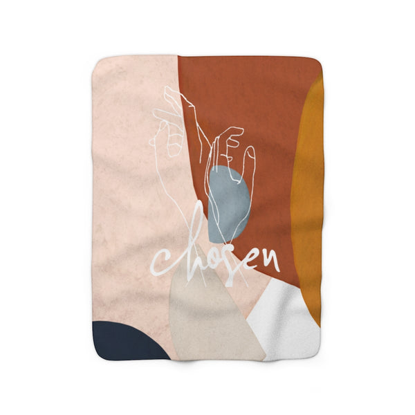 Sherpa Fleece Blanket Plush Backside Minimalist Christian Christmas Gift Chosen Line Art Cozy Fluffy Warm Polyester