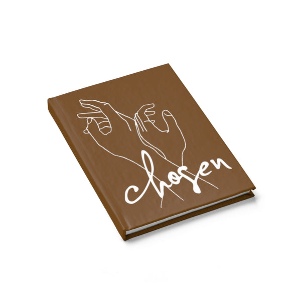 Journal Ruled Line Devotional Unique Minimalist Notebook Christian Store Hard Cover Notes Choosen Line Art Design Brown Color