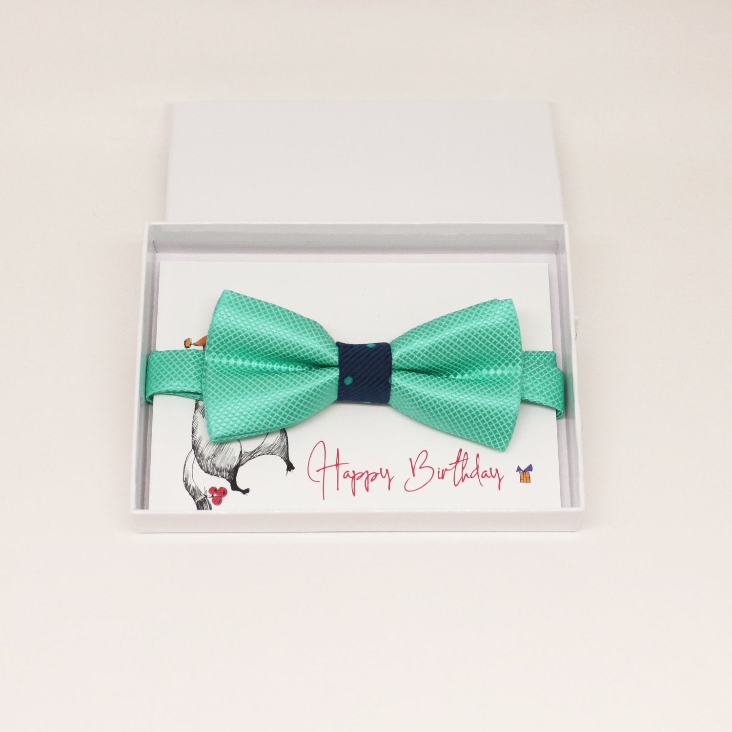 Turquoise kids Bow Ties, ring bearer bow tie, Happy Birthtday card, congrats, congrats grad, Ring bearer request gift, Turquoise kids bow