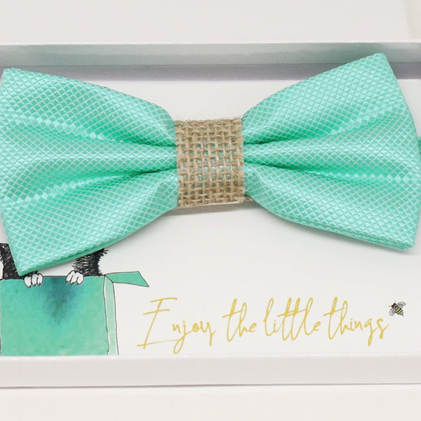 Turquoise burlap bow tie, Best man gift , Groomsman bow, Man of honor, ring bearer bow tie, handmade birthday gift, Congrats grad. Turquoise