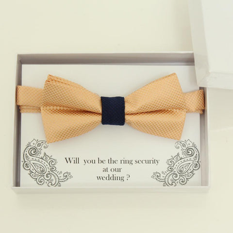 Champagne and navy Bow Ties, kids bow tie,  ring bearer bow tie, baby announcement, champagne bow tie, Ring bearer requeast gift, handmade