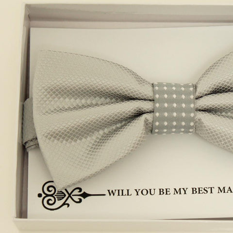 Gray bow tie, Best man request bow, Groomsman bow tie, Ring Bearer bow tie, Man of honor gift, gray Kids bow tie, Man of honor bow tie