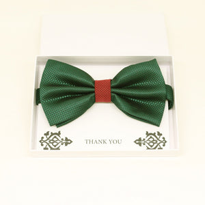 Emerald Green and Red bow tie, Best man Groomsman bow, Man of honor, ring bearer bow, birthday gift, Congrats grad, Emerald green bow tie