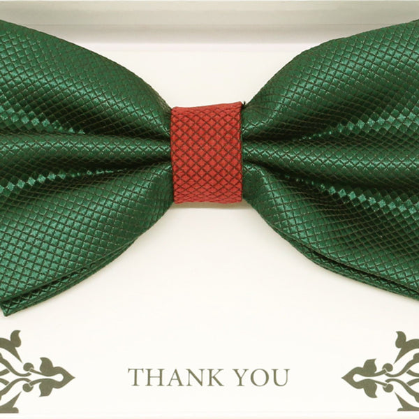 Emerald Green and Red bow tie, Best man Groomsman bow, Man of honor, ring bearer bow, birthday gift, Congrats grad, Emerald green bow tie