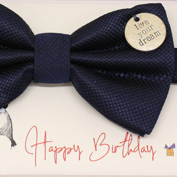 Navy bow tie, Best man request gift, Groomsman bow, Man of honor gift, Best man bow, Happy Birthday, Congrats, Congrats grad Live your dream