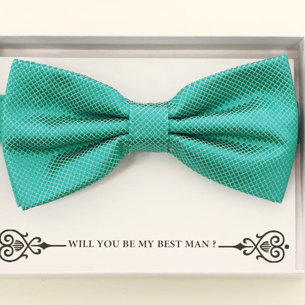 Teal blue bow tie, Best man gift , Groomsman bow, Man of honor, ring bearer bow tie, some thing blue, handmade birthday gift, Congrats grad 
