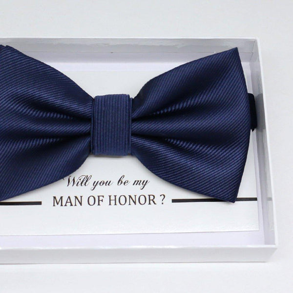 Navy bow tie, Best man request gift, Groomsman bow tie, Man of honor gift, Best man bow tie, best man gift, man of honor request, thank you