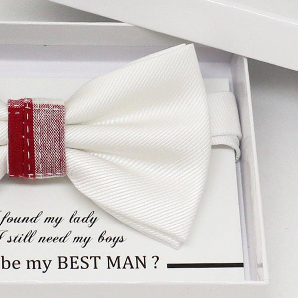 Red White bow tie, Best man request gift, Groomsman bow tie, Man of honor gift, Best man bow tie, best man gift, man of honor request bow