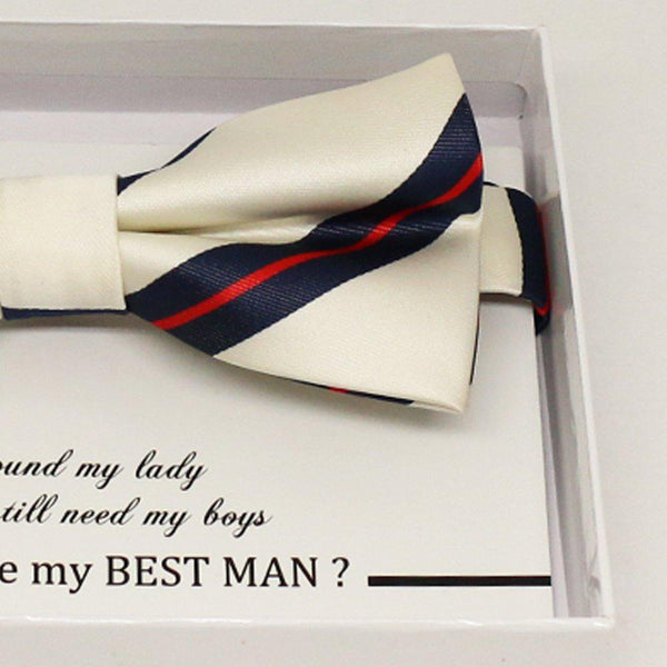 Strip white bow tie, Best man request gift, Groomsman bow tie, Man of honor gift, Best man bow tie, best man gift, man of honor request bow