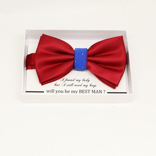Red Royal blue bow tie, Best man request gift