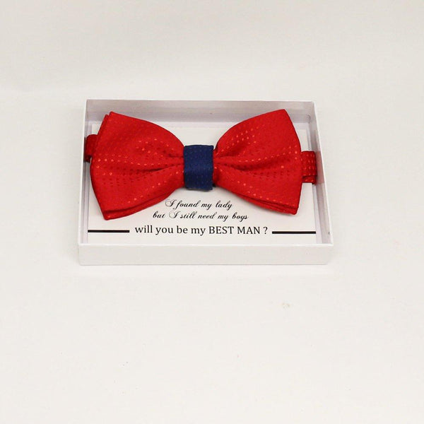 Red Navy bow tie, Best man request gift, Groomsman bow tie
