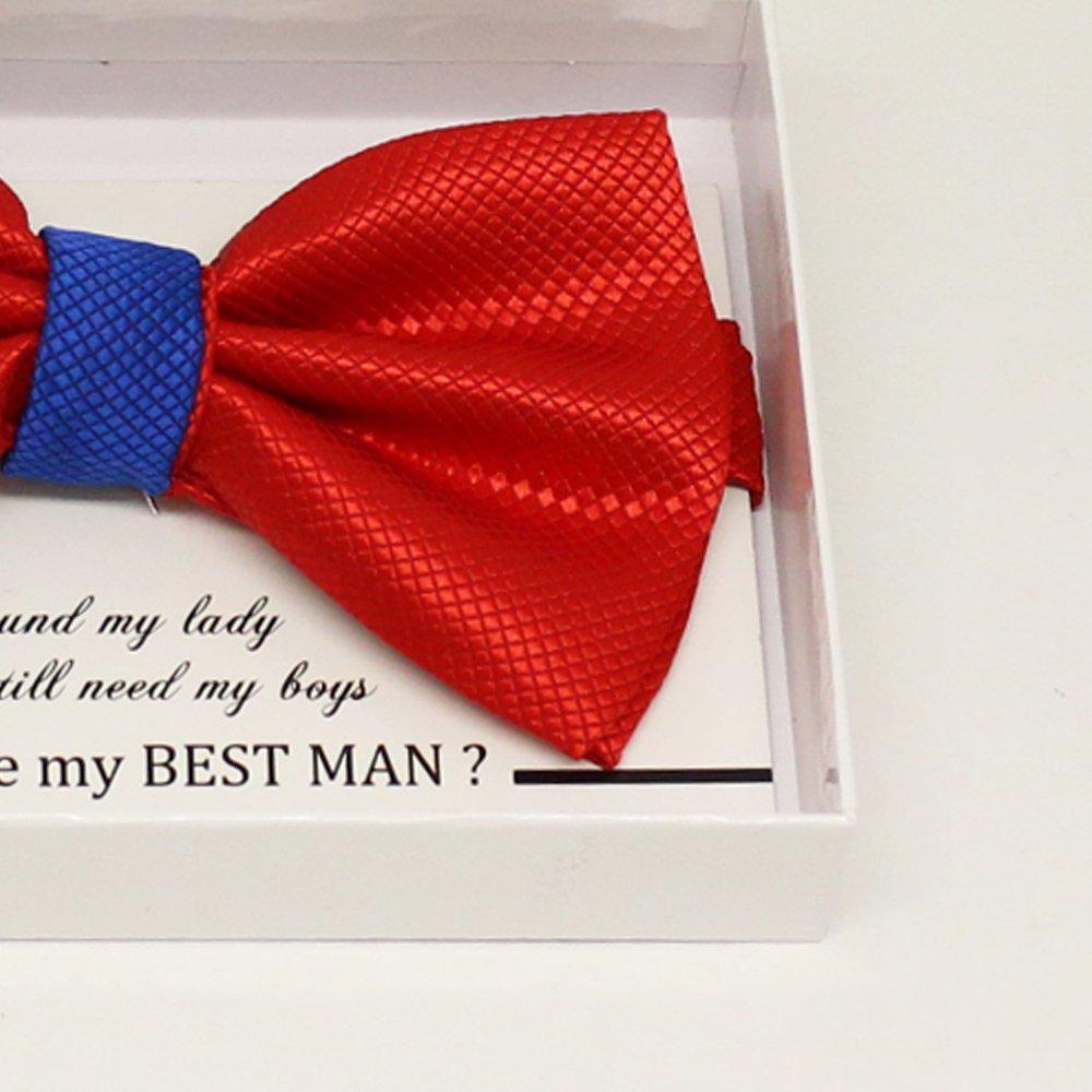 Royal blue Red bow tie, Best man request gift, Groomsman bow tie, Ring Bearer bow tie, Man of honor gift, baby announcement, toddler bow