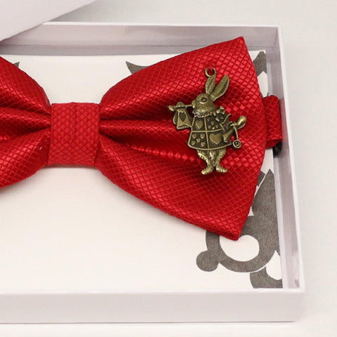 Red bow tie, Ring Bearer bow tie, baby announcement, toddler, Rabbit