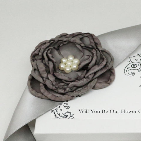 Charcoal rose with Pearl Flower Sash, Flower girl sash belt, Satin sash, Maternity Flower Sash,Flower belt,Wedding Sash belt, Bridemade Sash