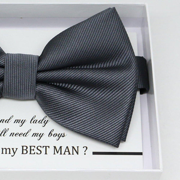 Charcoal bow tie, Best man request gift, Groomsman bow tie, Man of honor gift, Best man bow tie, best man gift, man of honor request bow tie