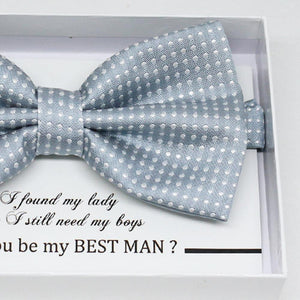 Gray bow tie, Best man request gift, Groomsman bow tie, Ring Bearer bow tie, Man of honor gift, baby announcement, toddler bow tie