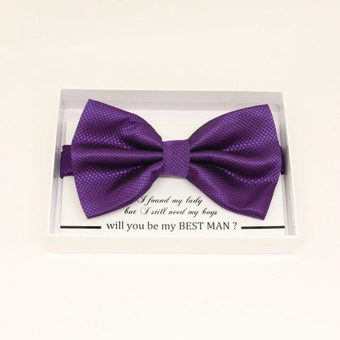 Purple bow tie, Best man request gift, Groomsman bow tie, Ring Bearer bow tie, Man of honor gift, baby announcement, toddler bow, handmade