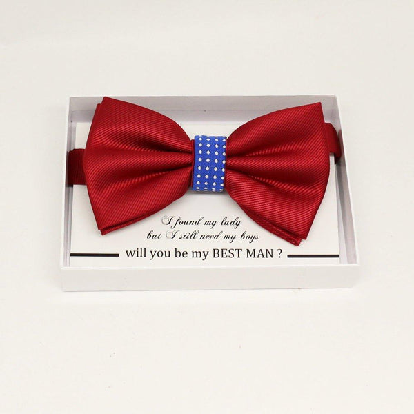 Red Royal blue bow tie, Best man request gift, Groomsman bow tie, Man of honor gift, Best man bow tie, best man gift, man of honor request