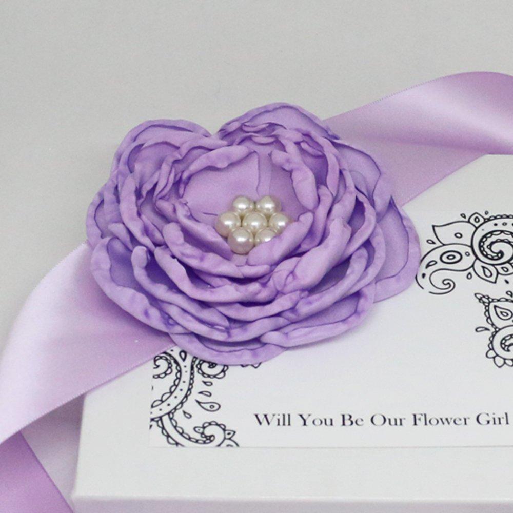 Violet zinia with Pearl flower Sash, Flower girl sash belt, Satin sash, Maternity Flower Sash,Flower belt,Wedding Sash belt, Bridemade Sash