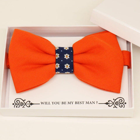 Orange bow tie, Best man request gift, Groomsman bow tie, Man of honor gift, Best man bow tie, best man gift, Ring bearer request, Thank you