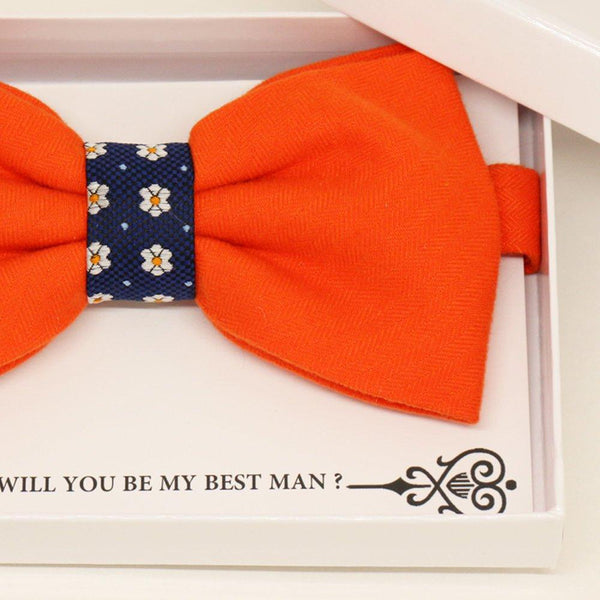 Orange bow tie, Best man request gift, Groomsman bow tie, Man of honor gift, Best man bow tie, best man gift, Ring bearer request, Thank you